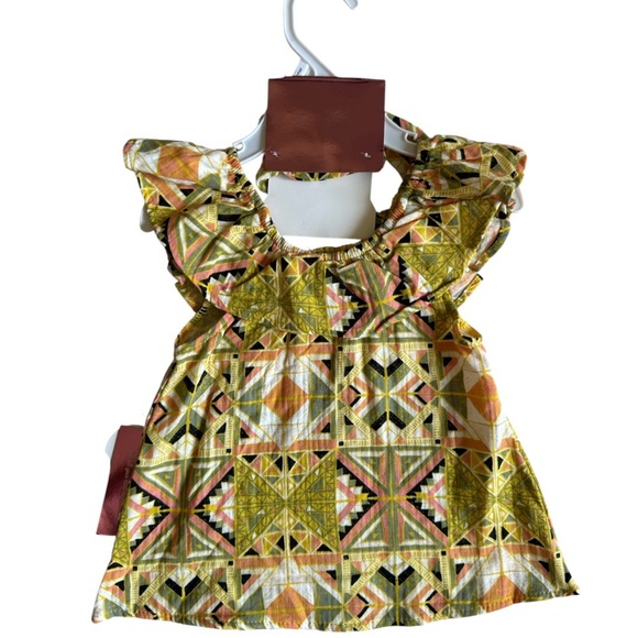 Nannette Kids Geometric Dress and Headband Set - Yellow and Green size 3T NWT - Picture 2 of 3